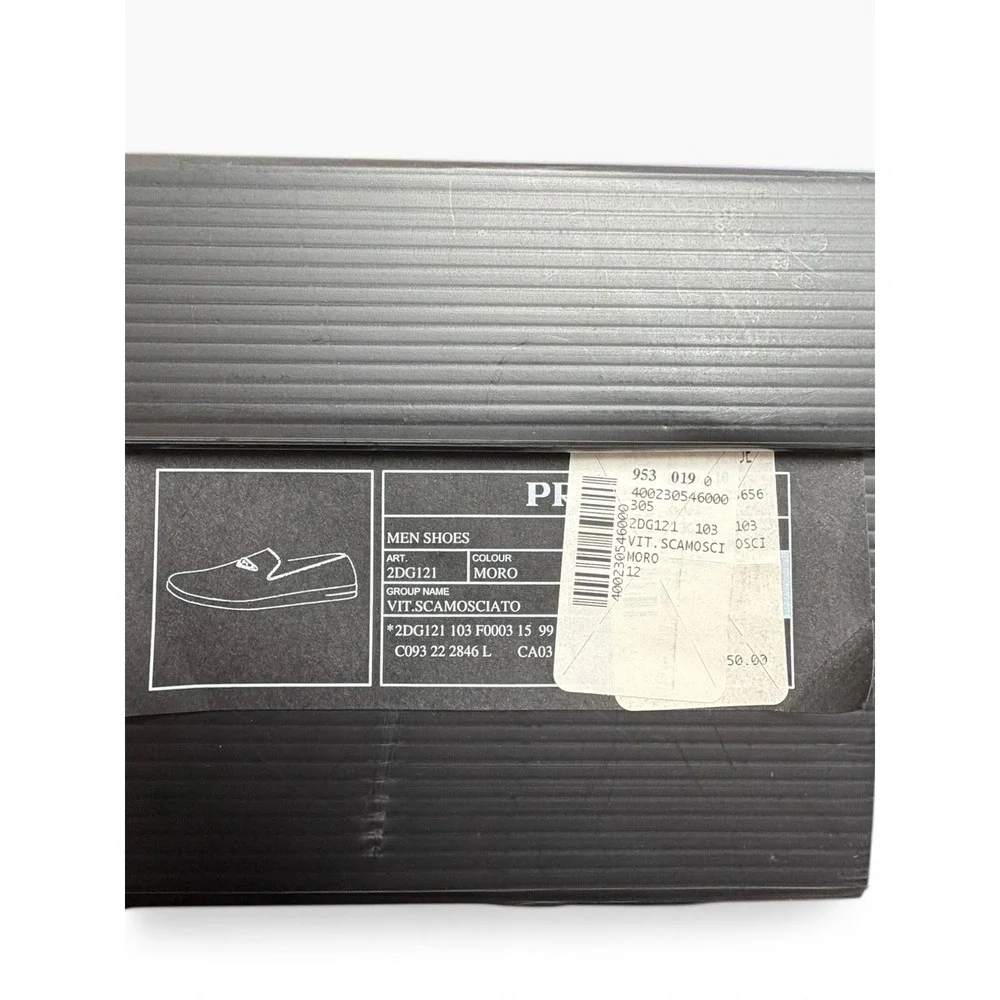 NEW Prada Men's Logo Slip-on Suede Loafers in Brown $950 - Prada Size 12 / US 13 - Picture 15 of 16